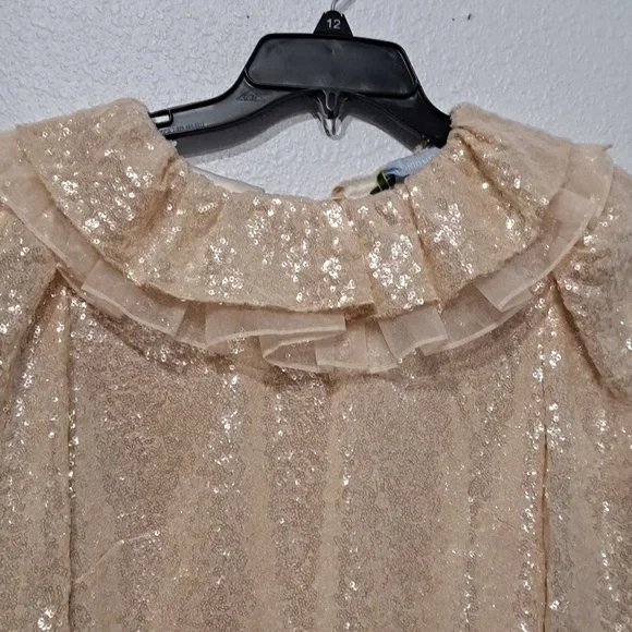 Antonio Melani x Nicola Bathie Champagne Gold Sequin Shelby Blouse - Picture 8 of 14